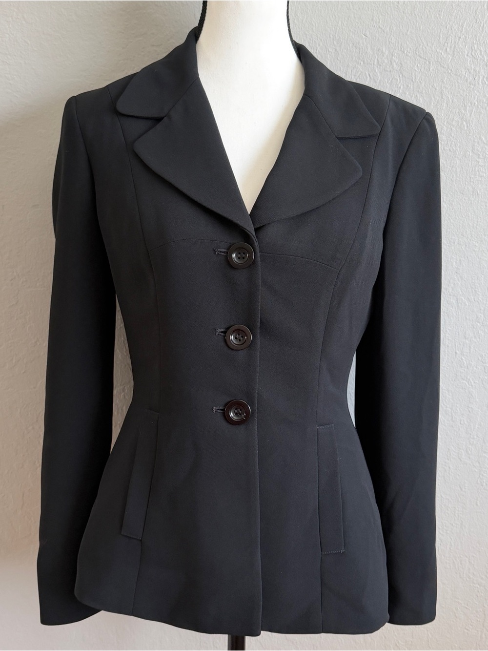 Vintage BEBE Black Fitted Blazer Jacket Sz 8 Made in USA Y2K Office Siren